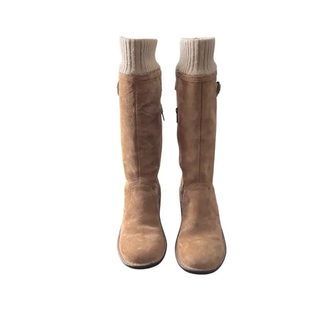UGG Women’s Skyfall Suede Wedge Boots Chestnut Brown Size 9